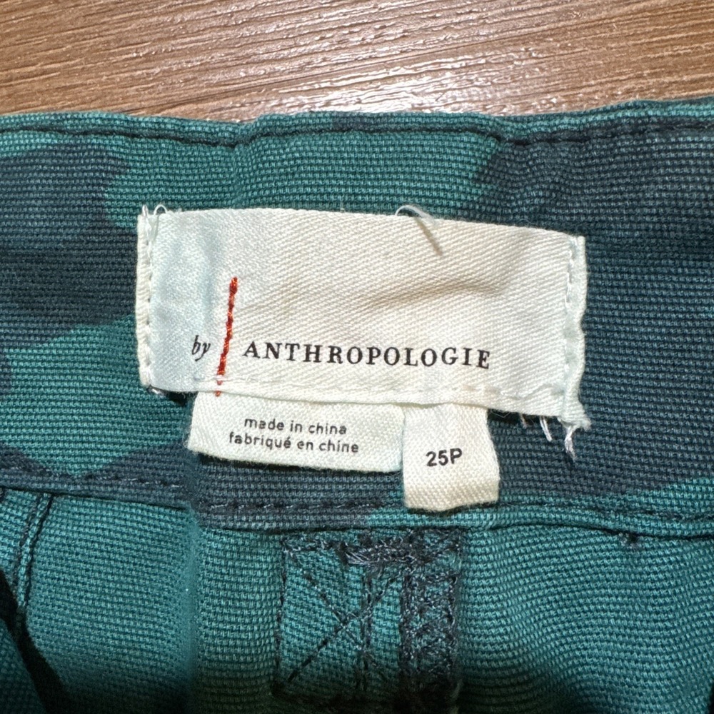 Anthropologie 25 PETITE Austin Cargo Utility Crop Pant Mid-Rise Turquoise‎ Green - Picture 9 of 16